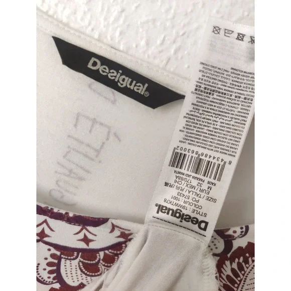 3/$20 Desigual Kassandra White & Red Floral Asymmetrical Long Sleeve Blouse M - Picture 8 of 8